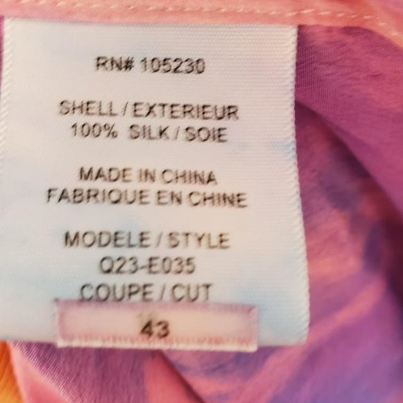 NEW silk painted tie dye shirt white blue purple pink medium large small 8 10 12 - Picture 4 of 6